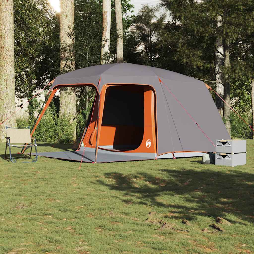 vidaXL Kampeertent met verandakoepel 5persoons waterdicht grijs oranje afbeelding