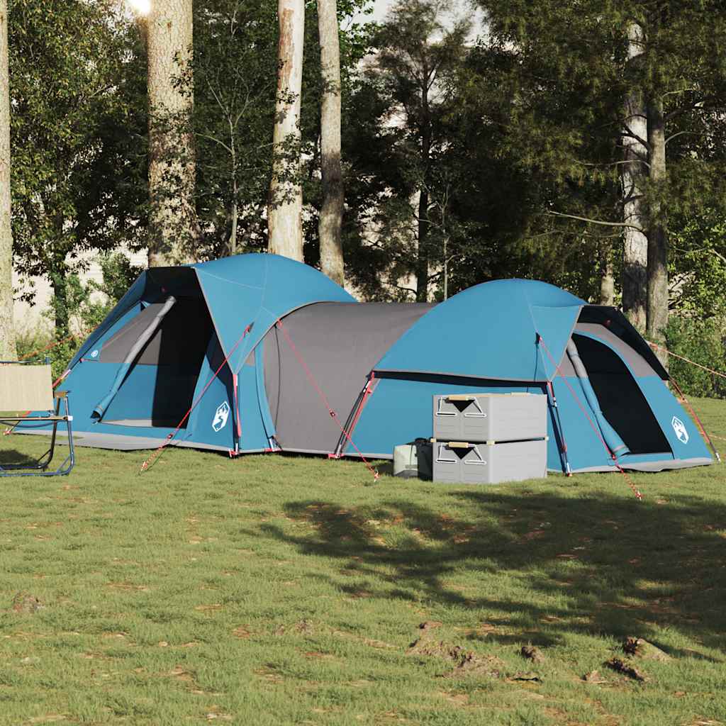 vidaXL Cort camping pentru 5 persoane, albastru, impermeabil