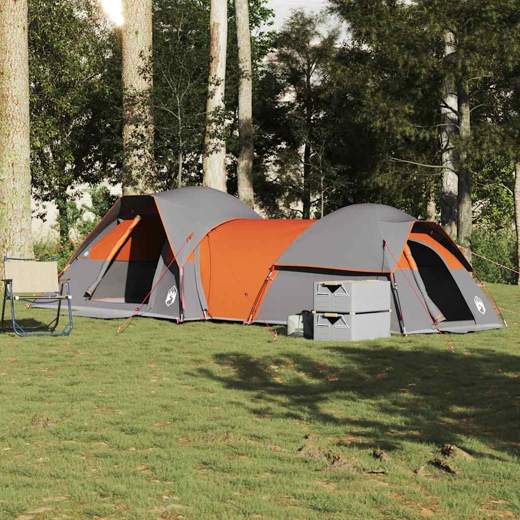 vidaXL Tent 5-persoons waterdicht grijs en oranje afbeelding