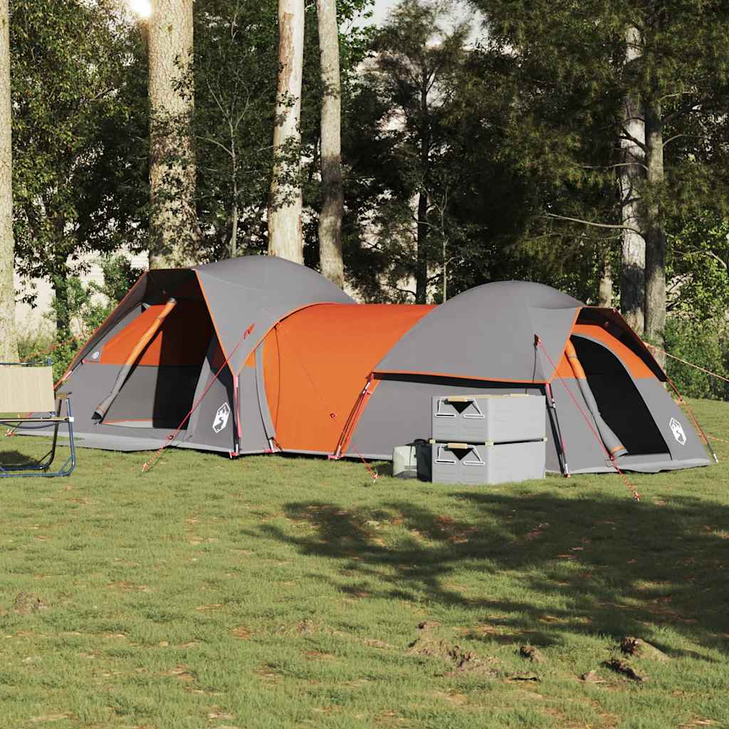 vidaXL Cort de camping pentru 5 persoane, gri/portocaliu, impermeabil