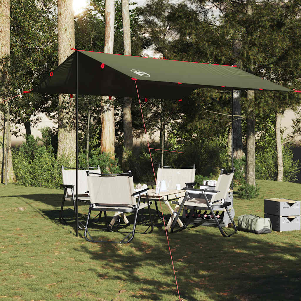 vidaXL Prelată de camping, verde măsliniu, 306x306 cm, impermeabilă