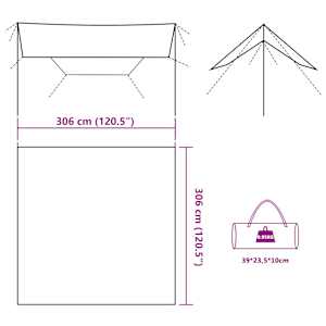 Kempingová plachta olivově zelená 306 x 306 cm nepromokavá - obrázek 12
