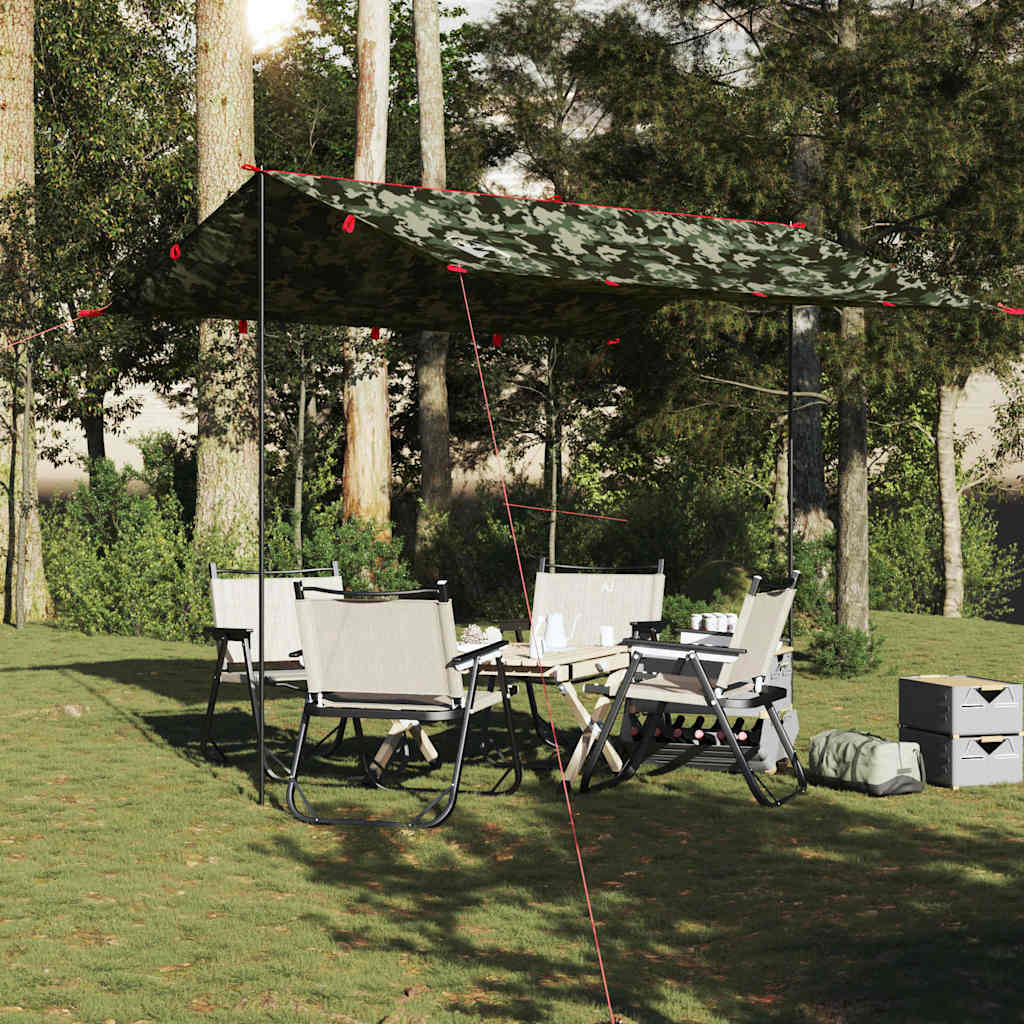 vidaXL Prelată de camping, camuflaj, 306x306 cm, impermeabilă