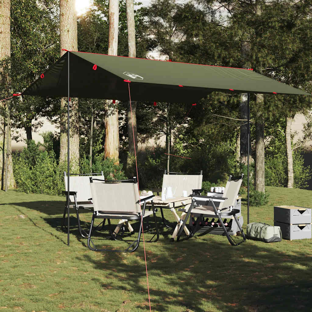 vidaXL Prelată de camping, verde măsliniu, 366x306 cm, impermeabilă