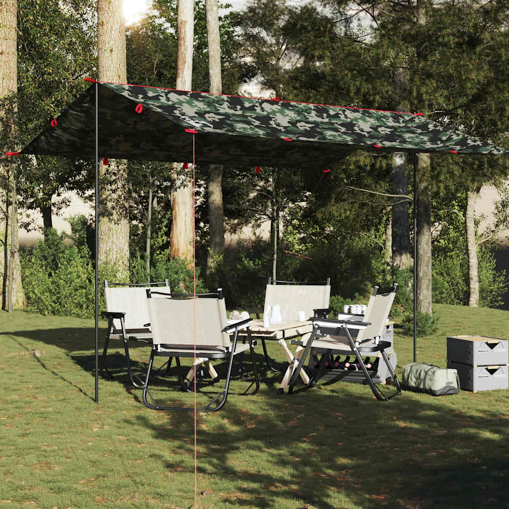 vidaXL Prelată de camping, camuflaj, 406x306 cm, impermeabilă