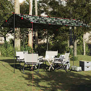 Kempingová plachta maskáčová 406 x 306 cm nepromokavá - obrázek 1