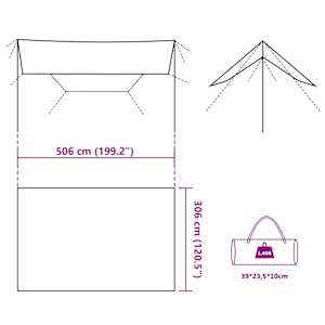 Kempingová plachta olivově zelená 506 x 306 cm nepromokavá - obrázek 12