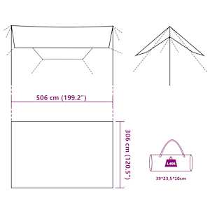 Kempingová plachta hnědá 506 x 306 cm nepromokavá - obrázek 12