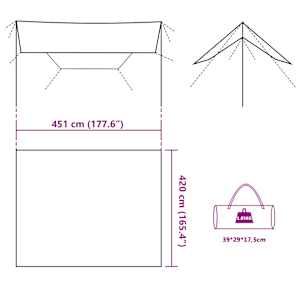 Kempingová plachta maskáčová 451 x 420 cm nepromokavá - obrázek 12