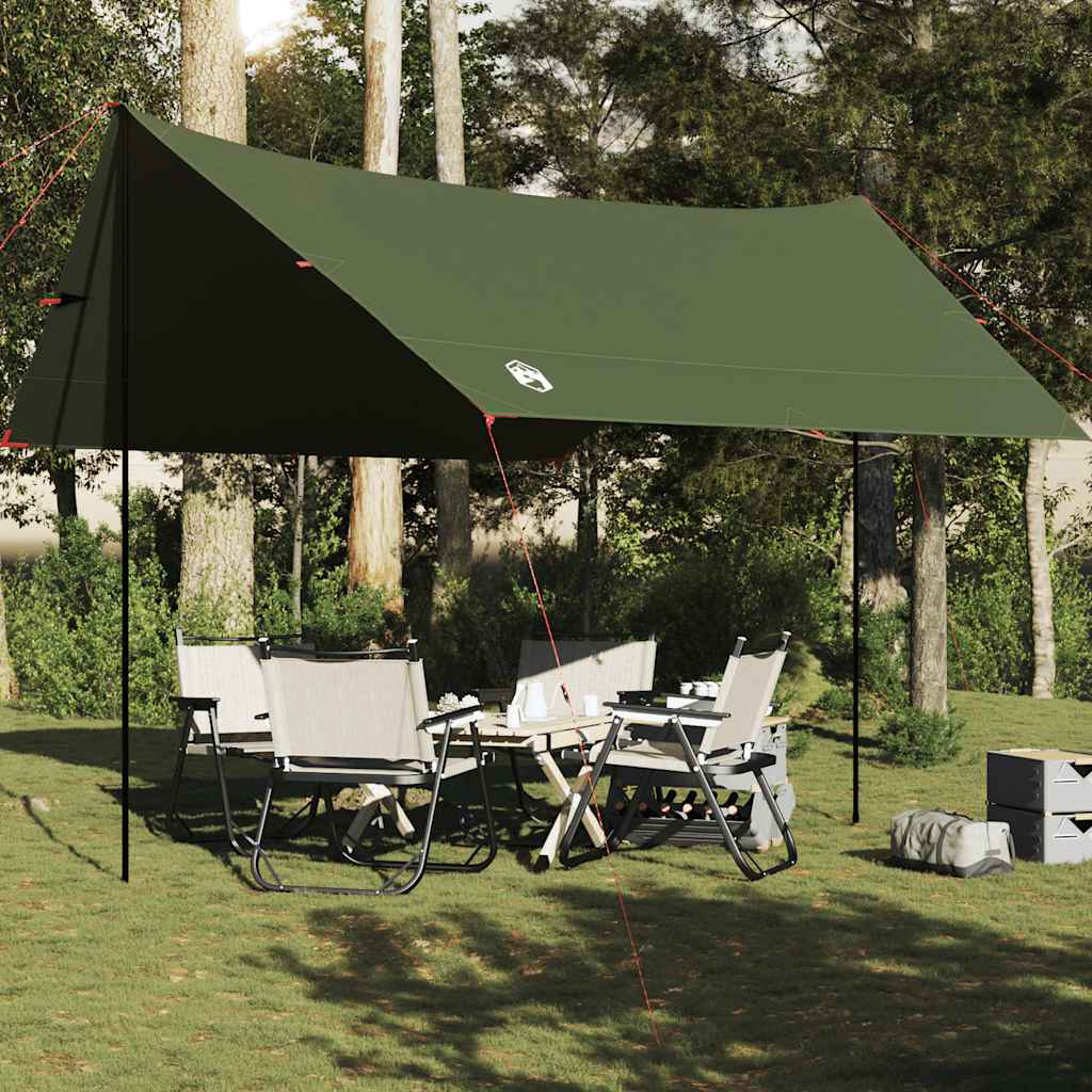 vidaXL Prelată de camping verde măsliniu, 438x376x212 cm, impermeabilă