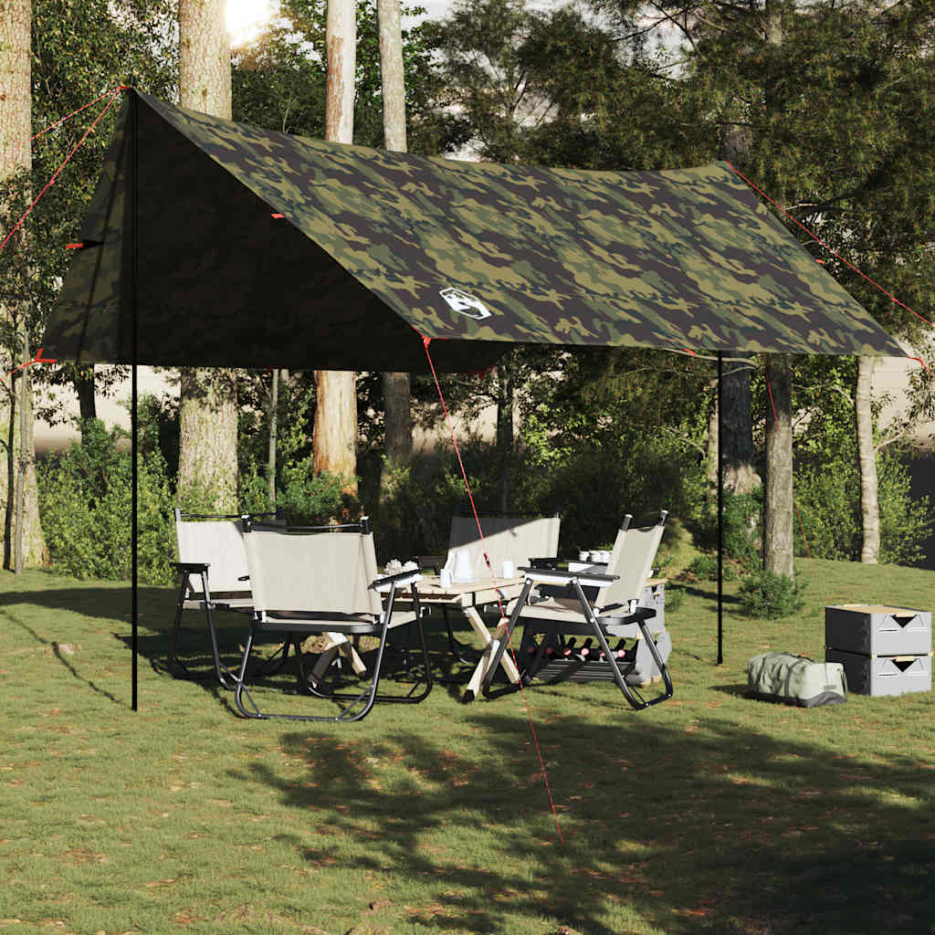 vidaXL Kampeerluifel waterdicht 438x376x212 cm camouflage afbeelding
