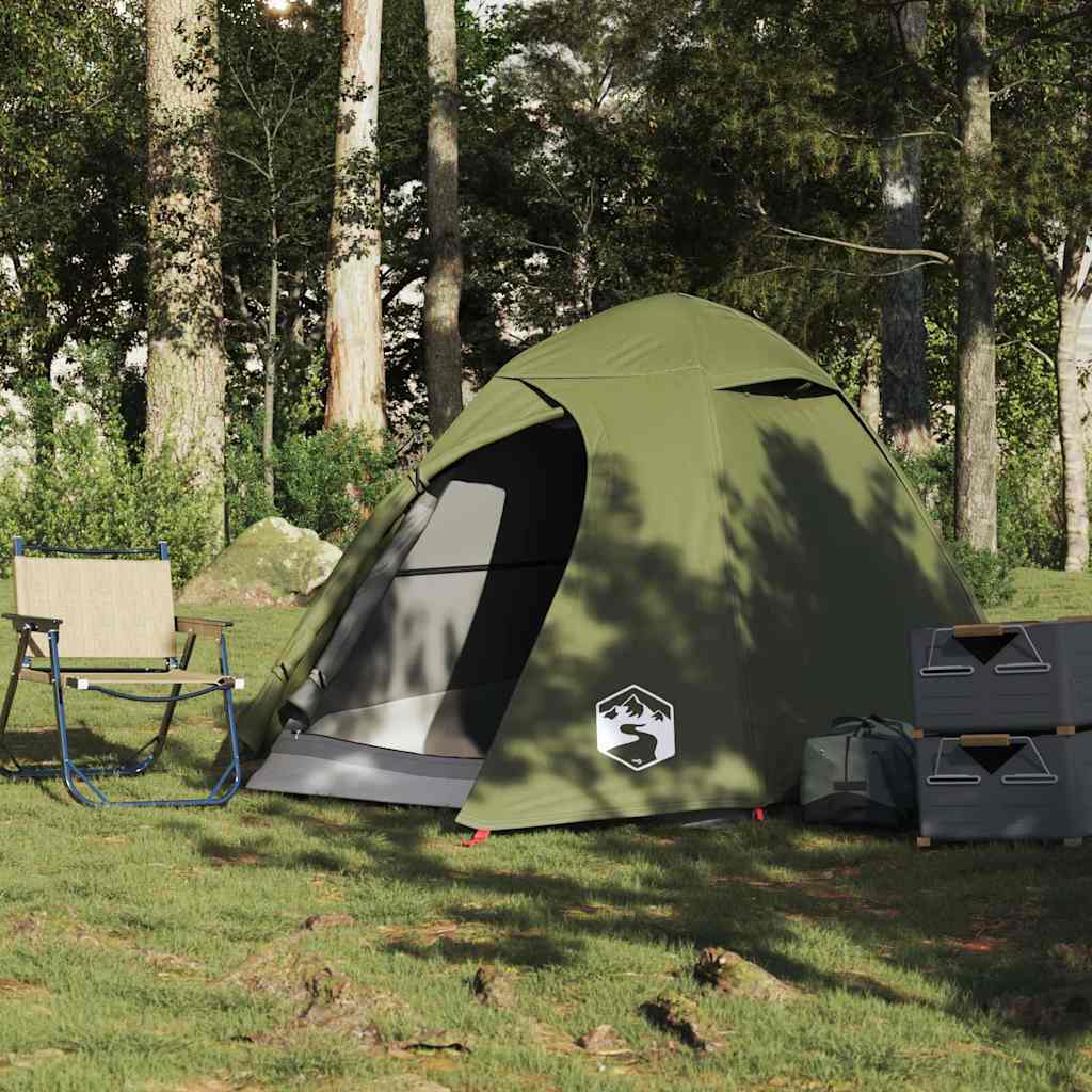 vidaXL Camping Teltta Dome 2-hengen oliivinvihreä vedenpitävä