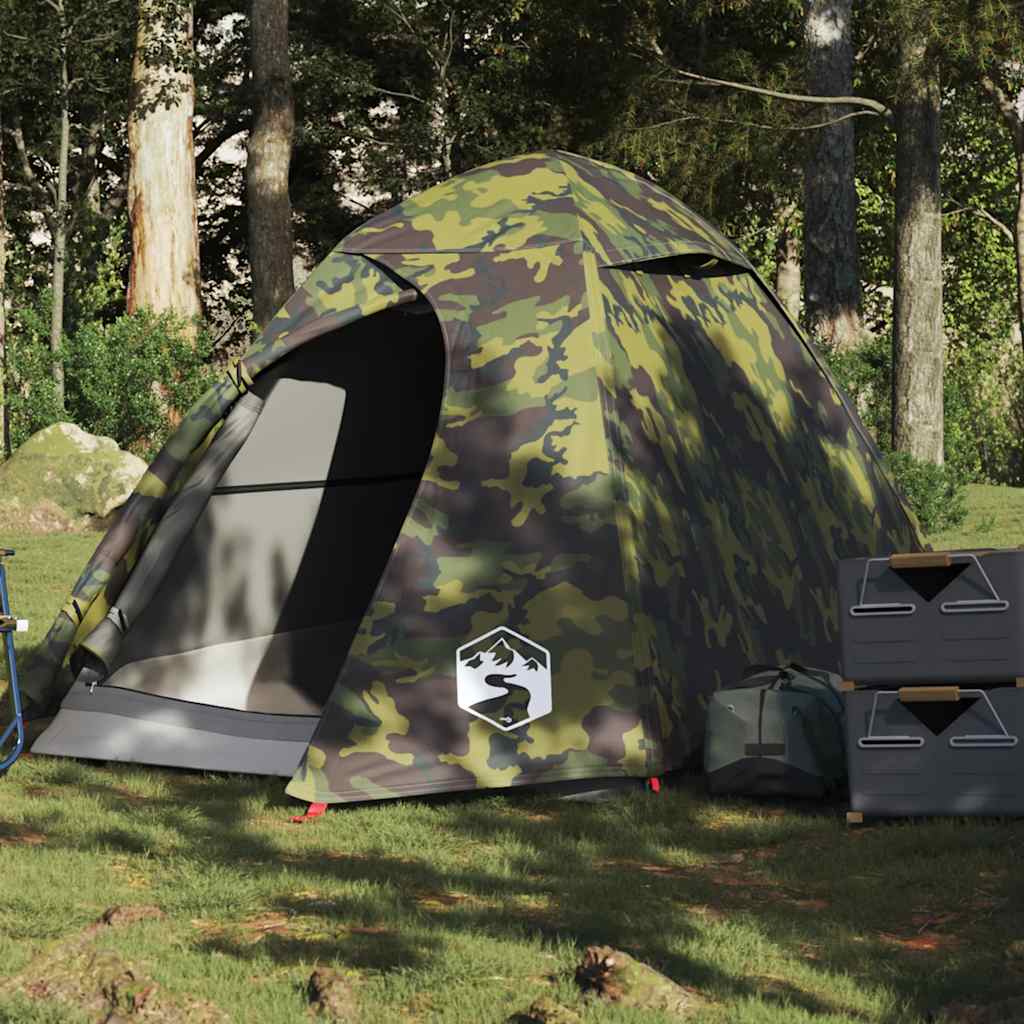 vidaXL Cort de camping cupolă pentru 2 persoane, camuflaj, impermeabil