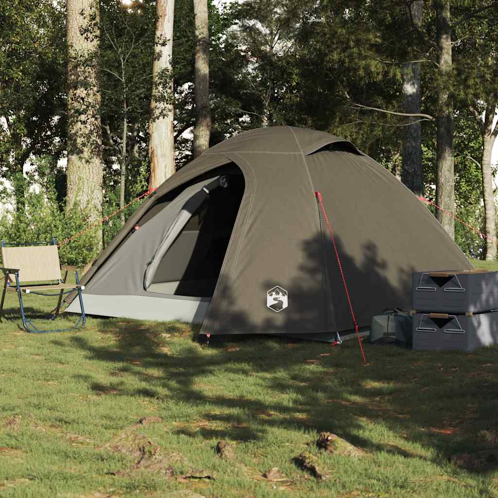 vidaXL Cort de camping cupolă pentru 3 persoane, maro, impermeabil