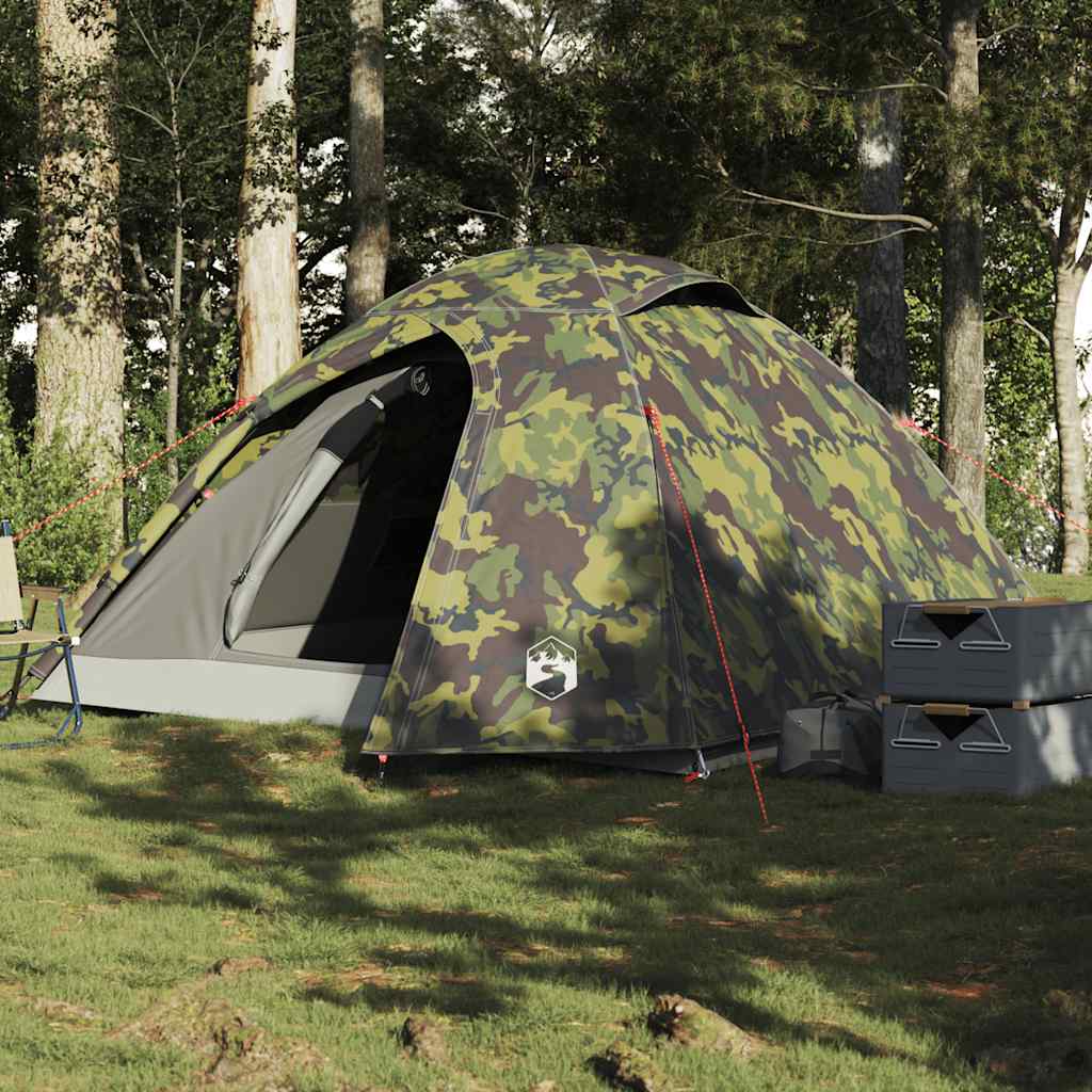 vidaXL Cort de camping cupolă pentru 3 persoane, camuflaj, impermeabil