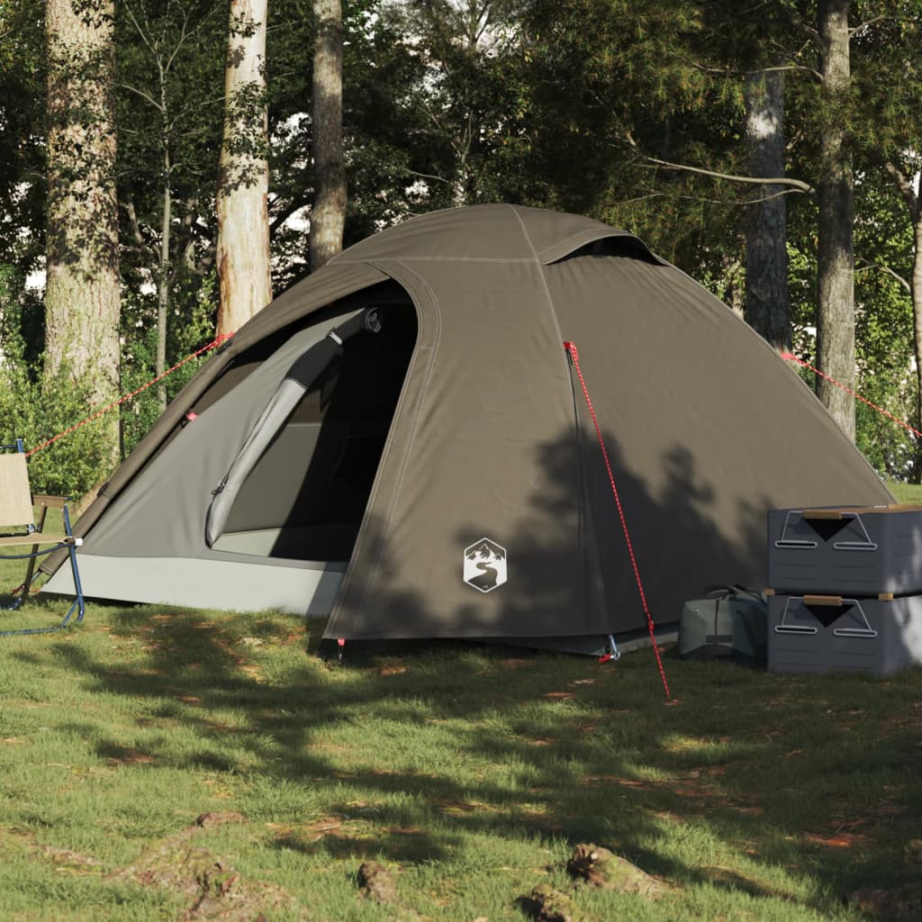 Tenda de campismo cúpula para 4 pessoas impermeável castanho