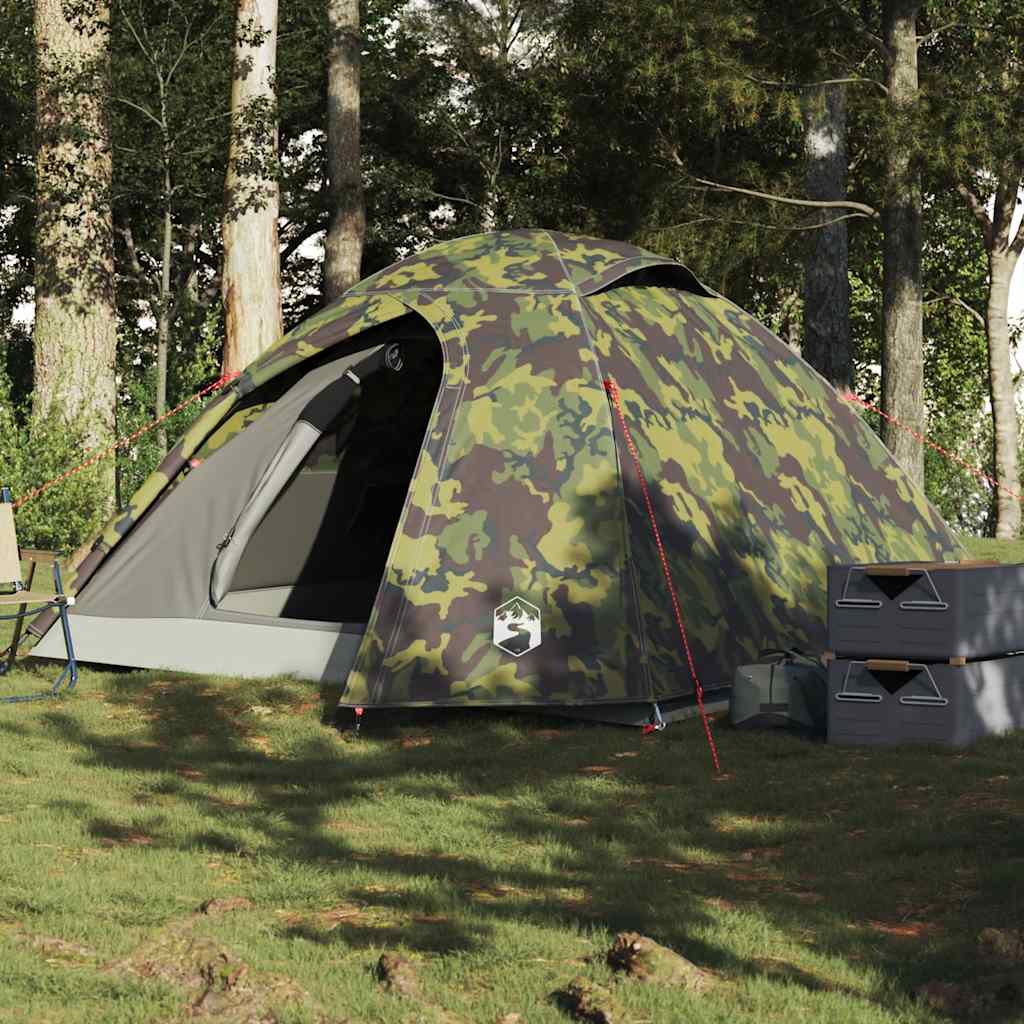 vidaXL Cort de camping cupolă pentru 4 persoane, camuflaj, impermeabil