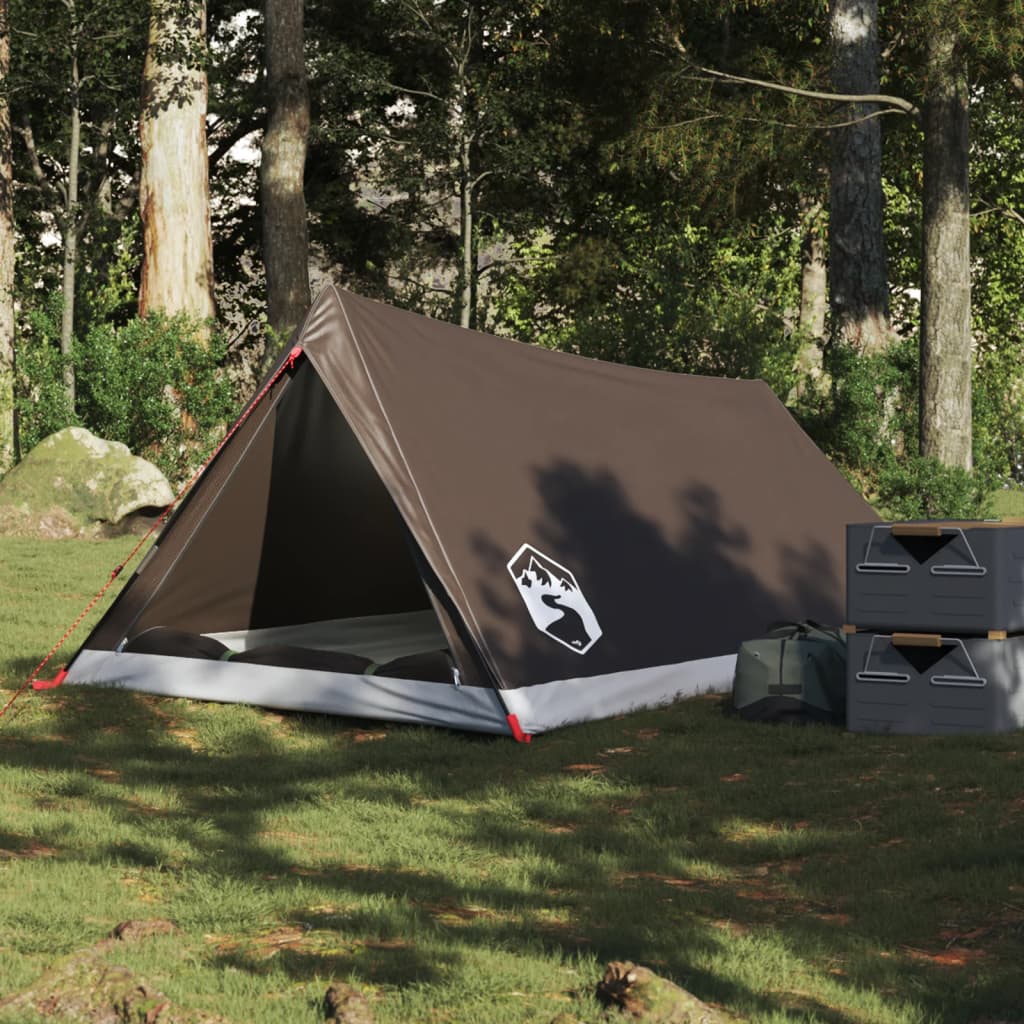 Tenda de campismo para 2 pessoas tecido impermeável castanho