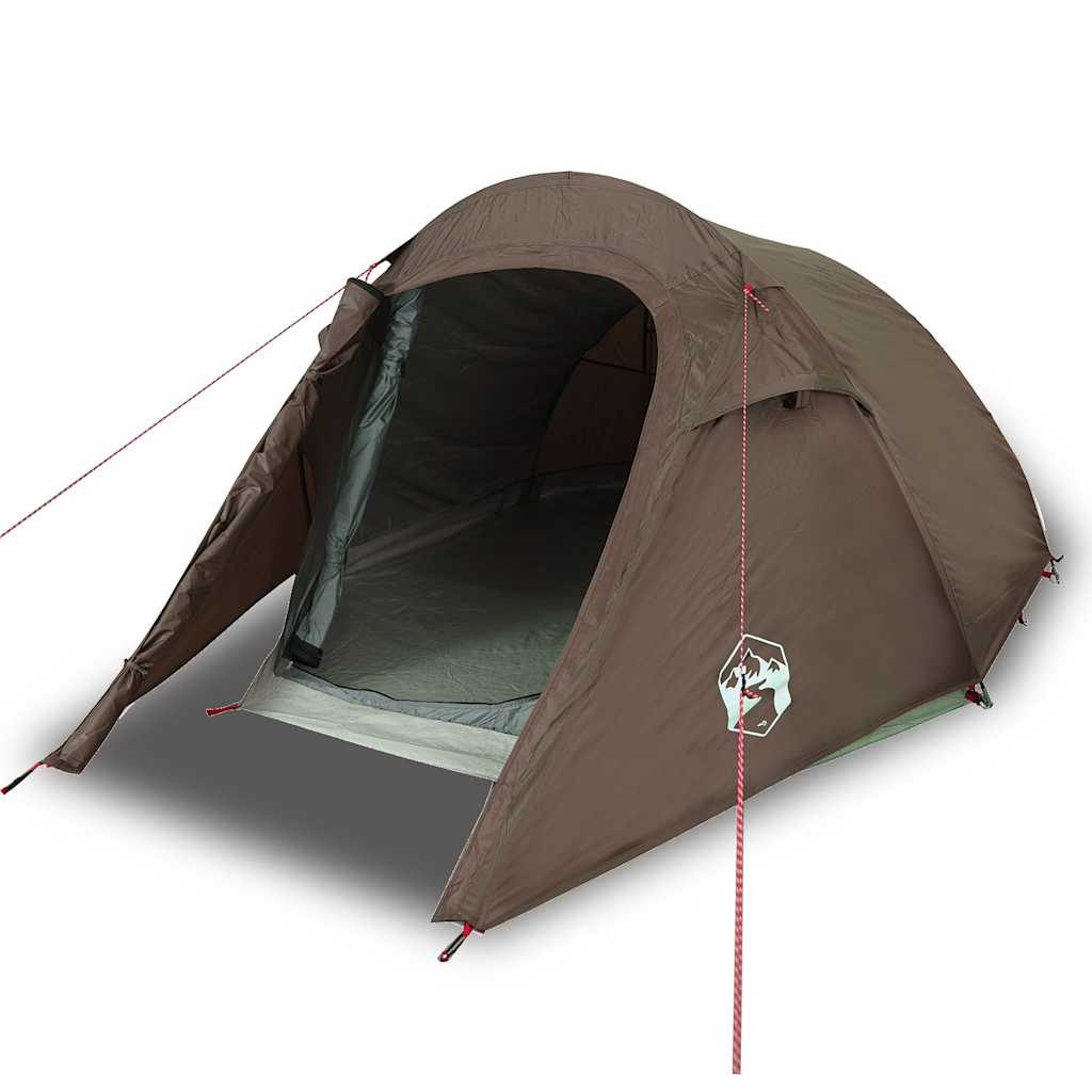 vidaXL Cort de camping tunel pentru 2 persoane, maro, impermeabil