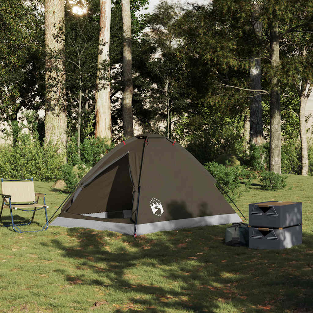 vidaXL Cort de camping cupolă pentru 2 persoane, maro, impermeabil