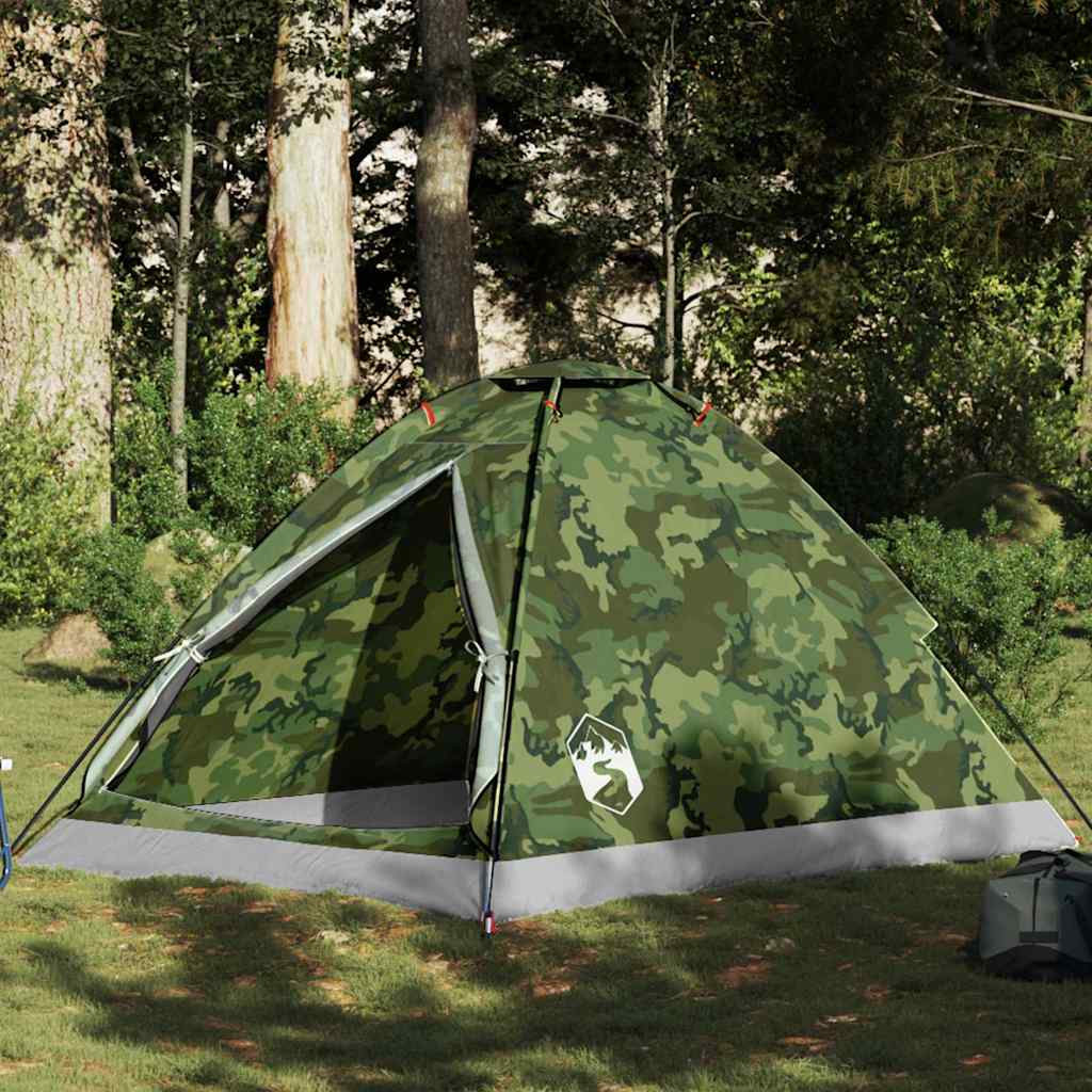 vidaXL Cort de camping cupolă pentru 2 persoane, camuflaj, impermeabil