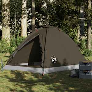 Šotor za kampiranje za 4 osebe rjav vodoodporen