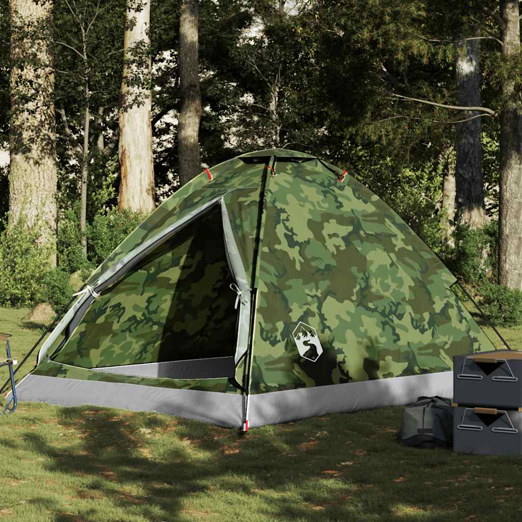 vidaXL Cort de camping cupolă pentru 4 persoane, camuflaj, impermeabil