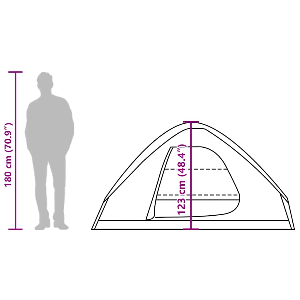 Kempingový stan kopule pro 2 osoby maskáčový nepromokavý - obrázek 18