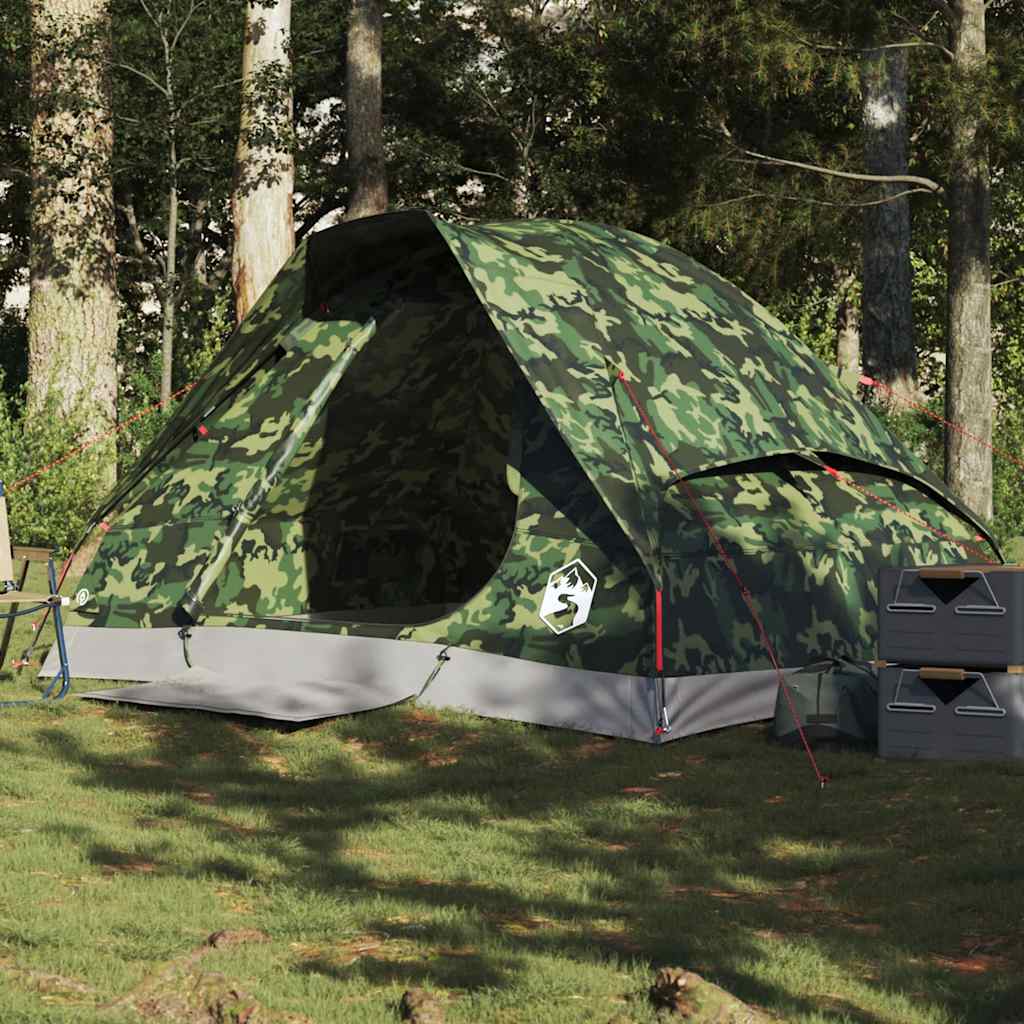 vidaXL Cort de camping cupolă pentru 2 persoane, camuflaj, impermeabil