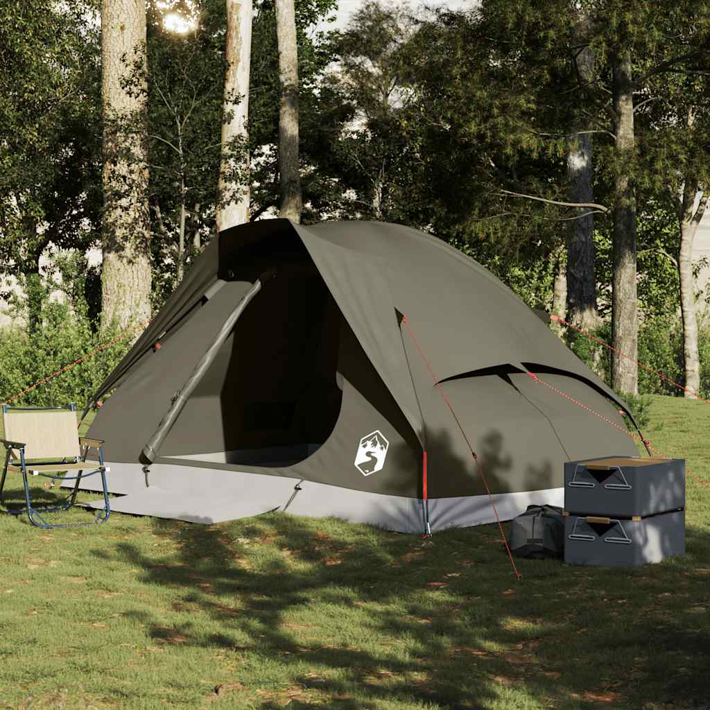 vidaXL Cort de camping cupolă pentru 4 persoane, maro, impermeabil