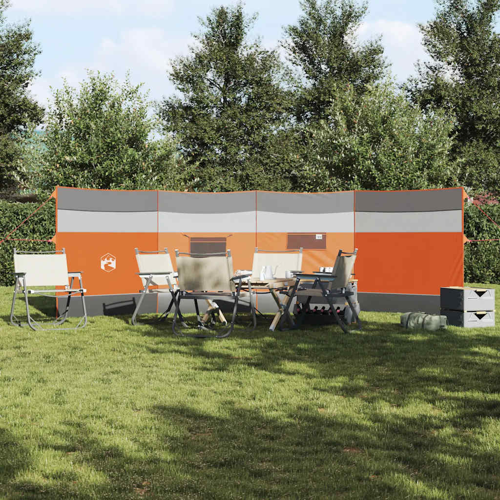 vidaXL Paravan de camping, gri/portocaliu, 510x153 cm, impermeabil