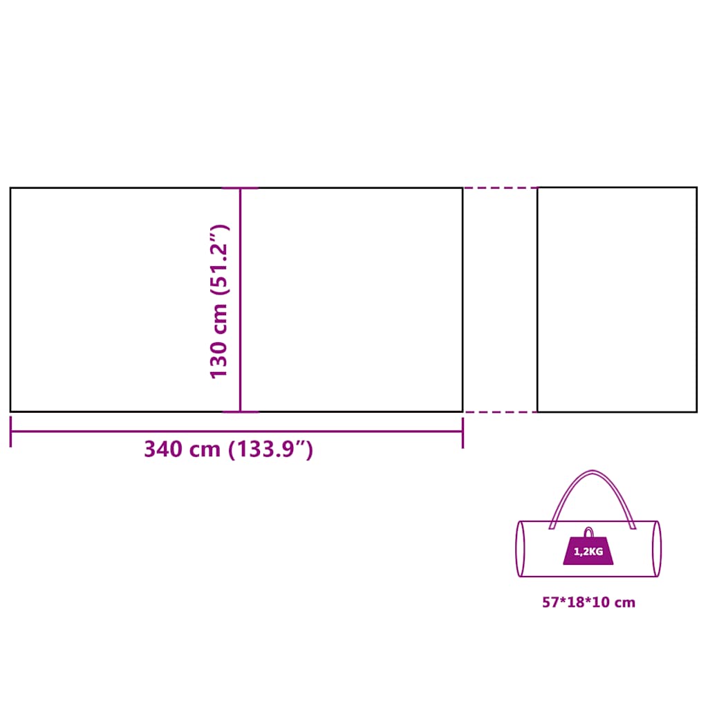 Kék vízálló szélfogó kempingponyva 340x130 cm 