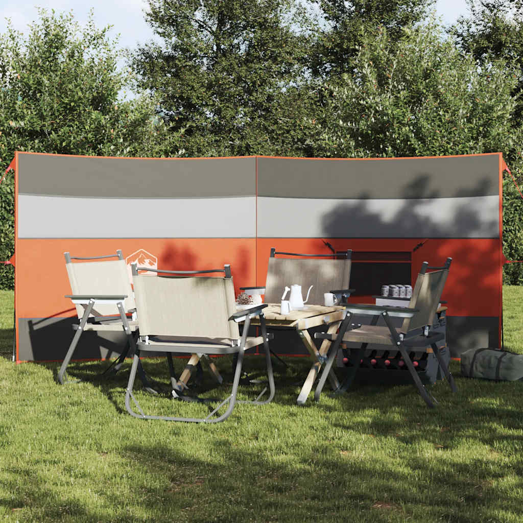 vidaXL Camping-Windschutz Grau und Orange 340x130 cm Wasserdicht