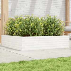 Vrtno cvetlično korito belo 100x100x23 cm trdna borovina