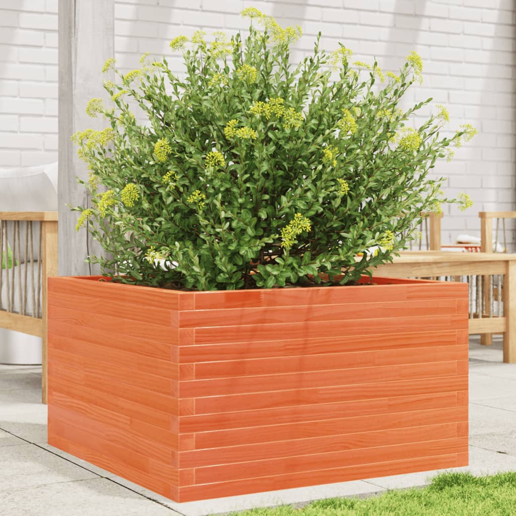 vidaXL Jardinieră grădină, maro ceruit, 80x80x45,5 cm, lemn masiv pin