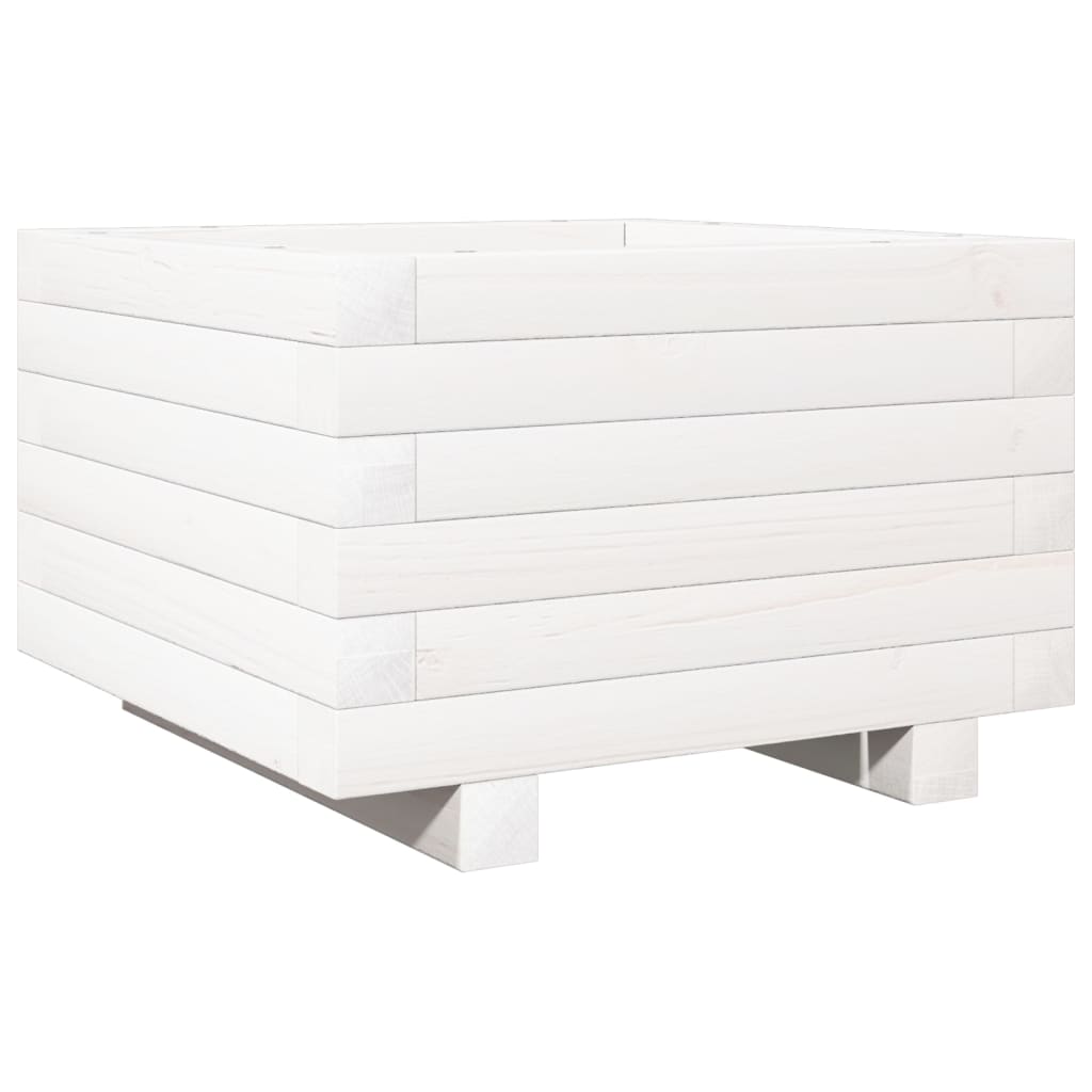 vidaXL Záhradný kvetináč biely 40x40x26,5 cm masívna borovica
