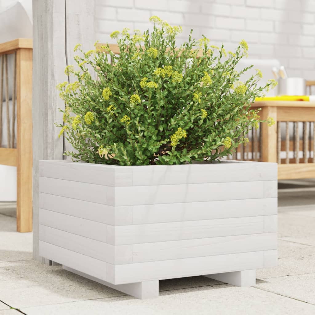 vidaXL plantekasse 40x40x26,5 cm massivt fyrretræ hvid