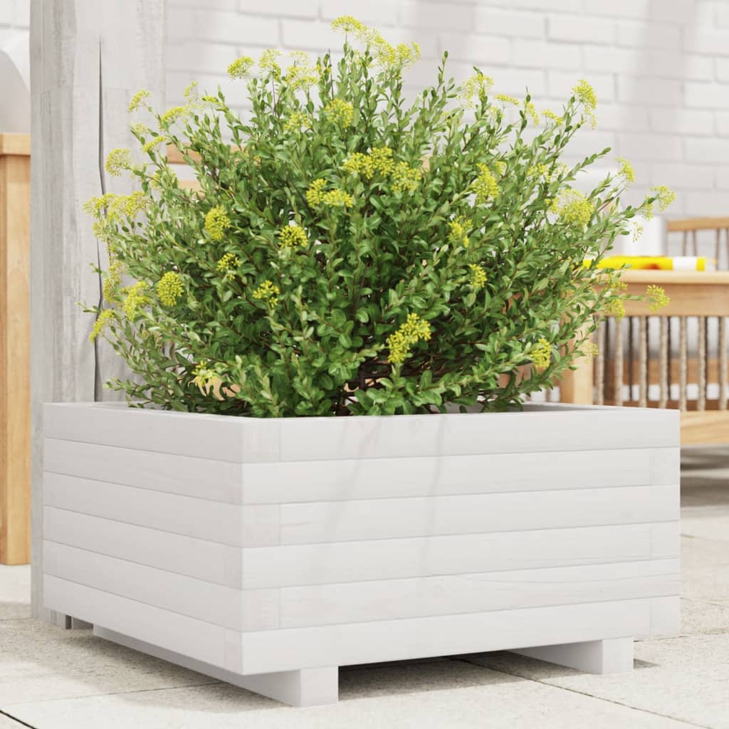 Photos - Flower Pot VidaXL Garden Planter White 50x50x26.5 cm Solid Wood Pine 