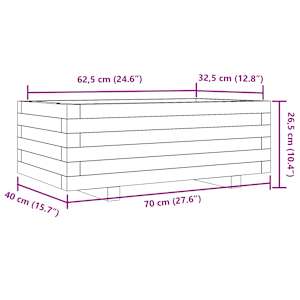 Zahradní truhlík bílý 70 x 40 x 26,5 cm masivní borovice - obrázek 10