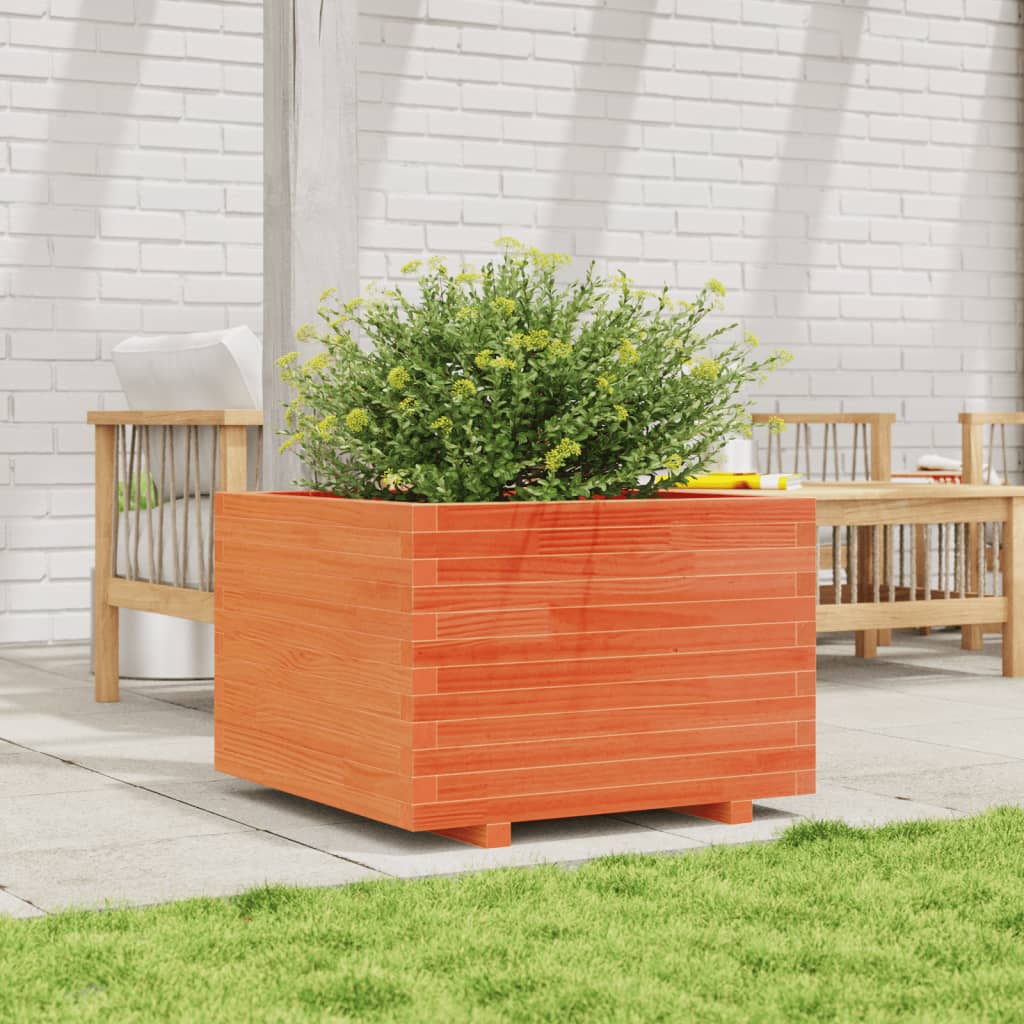 vidaXL Plantenbak 70x70x49,5 cm massief grenenhout wasbruin afbeelding