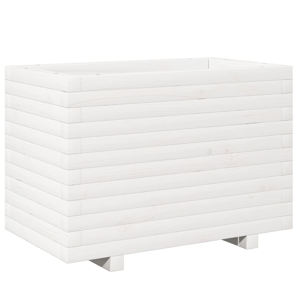 vidaXL Zahradní truhlík bílý 70 x 40 x 49,5 cm masivní borové dřevo