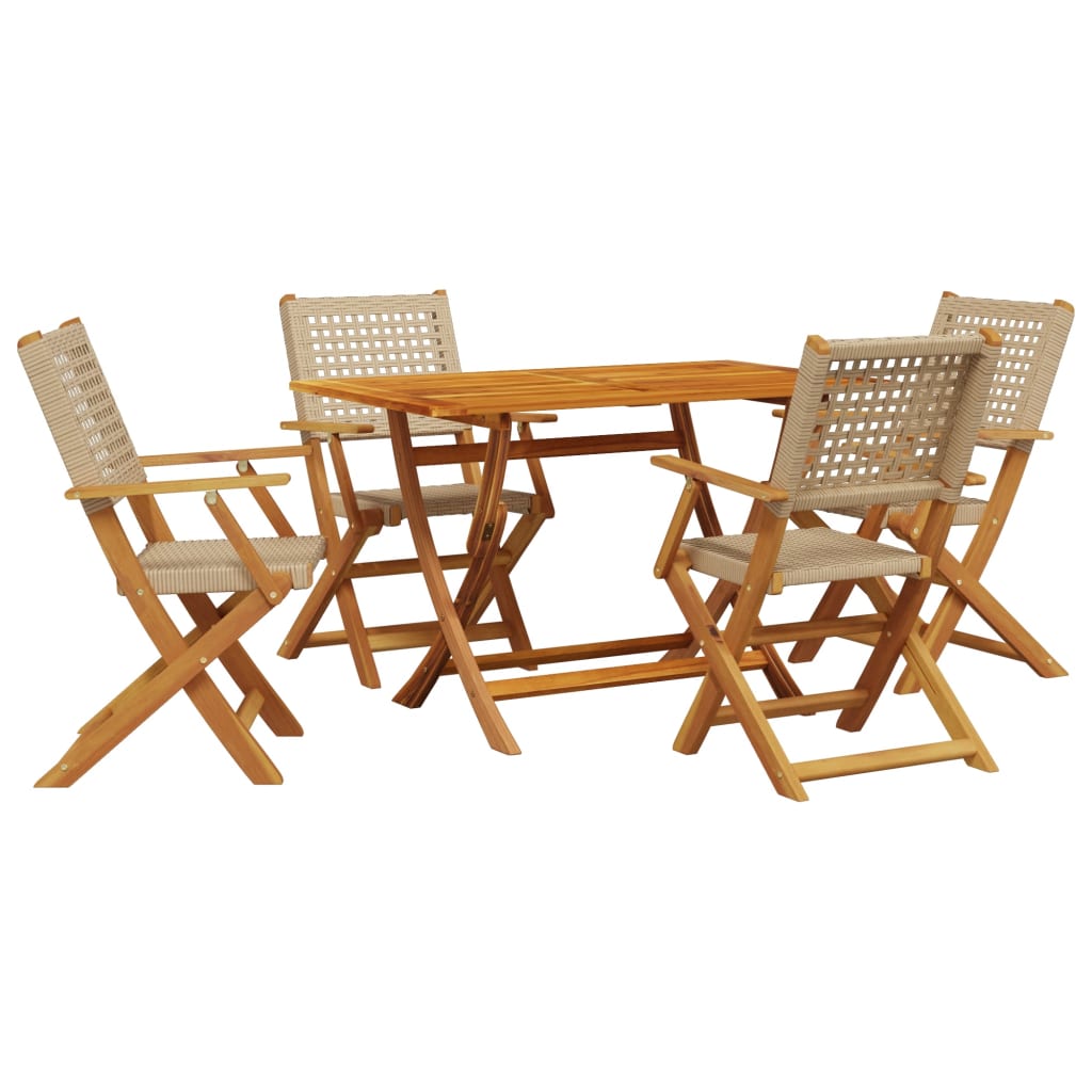 Thumbnail - vidaXL 5-tlg. Garten-Essgruppe Beige Poly Rattan und Massivholz