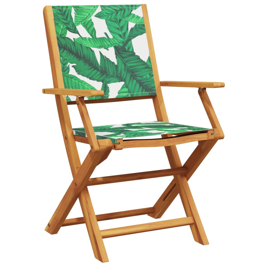 vidaXL 5-delige Tuinset bladpatroon stof en massief hout