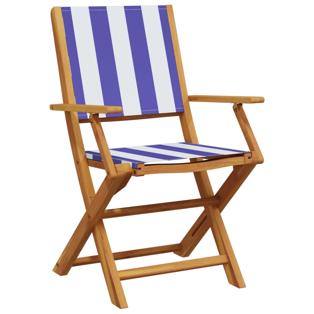 vidaXL 5-delige Tuinset massief hout en stof blauw en wit