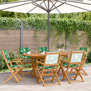 Vrtna jedilna garnitura 7-delna vzorec listja blago in les