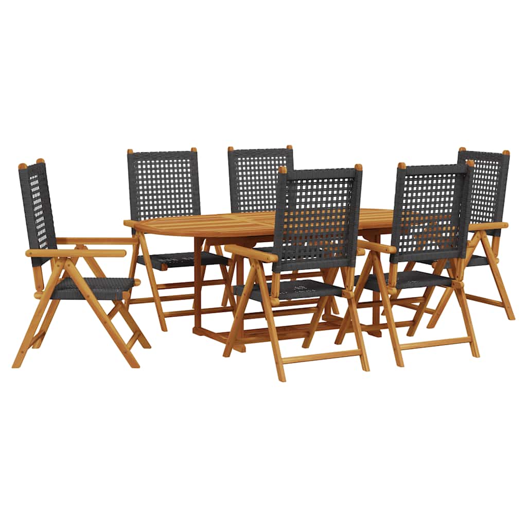 Thumbnail - vidaXL 7-tlg. Garten-Essgruppe Poly Rattan und Massivholz Schwarz