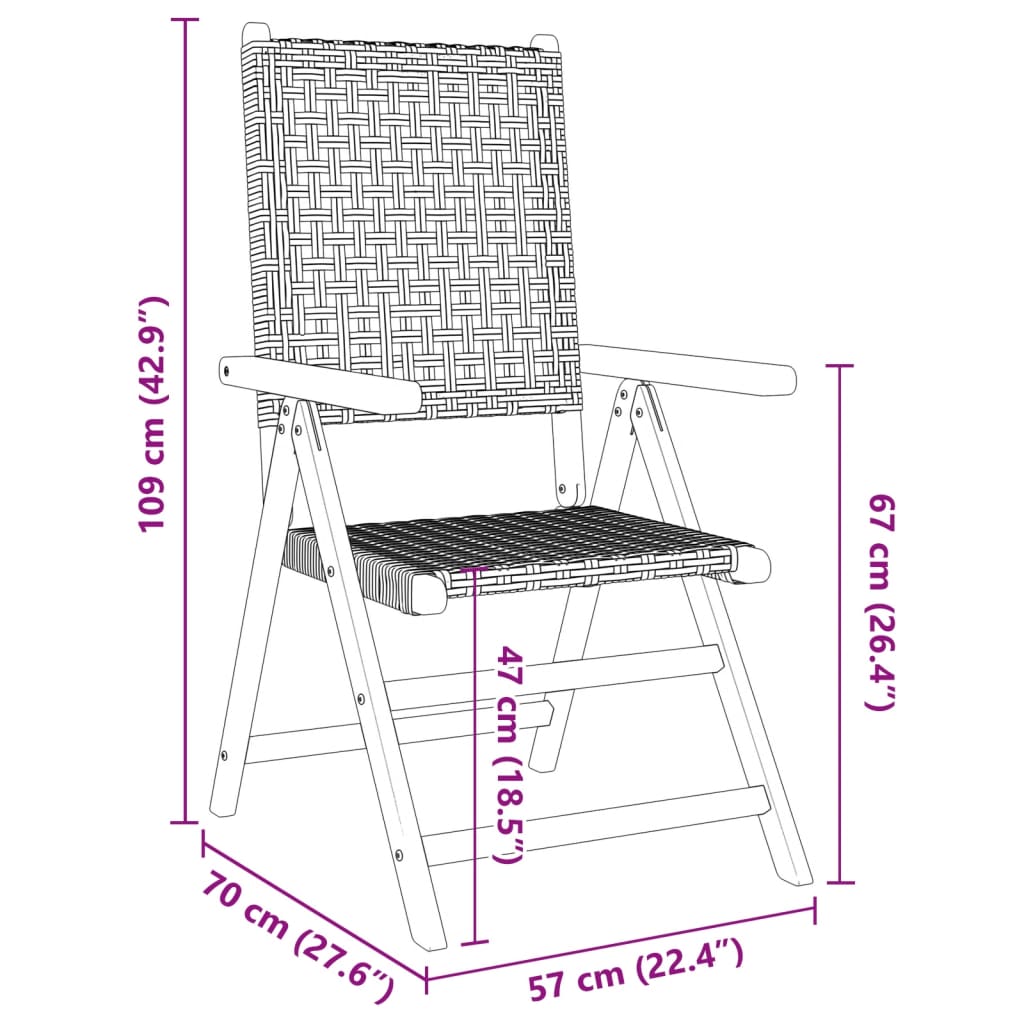 imagem de vidaXL 7pcs conjunto de jantar p/ jardim vime PE/ madeira maciça bege11