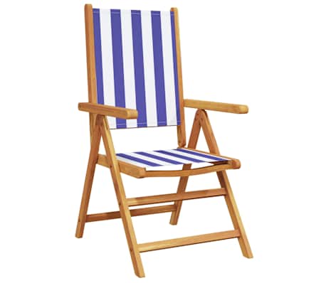 vidaXL Set mobilier de grădină 7 piese textil albastru alb/lemn masiv