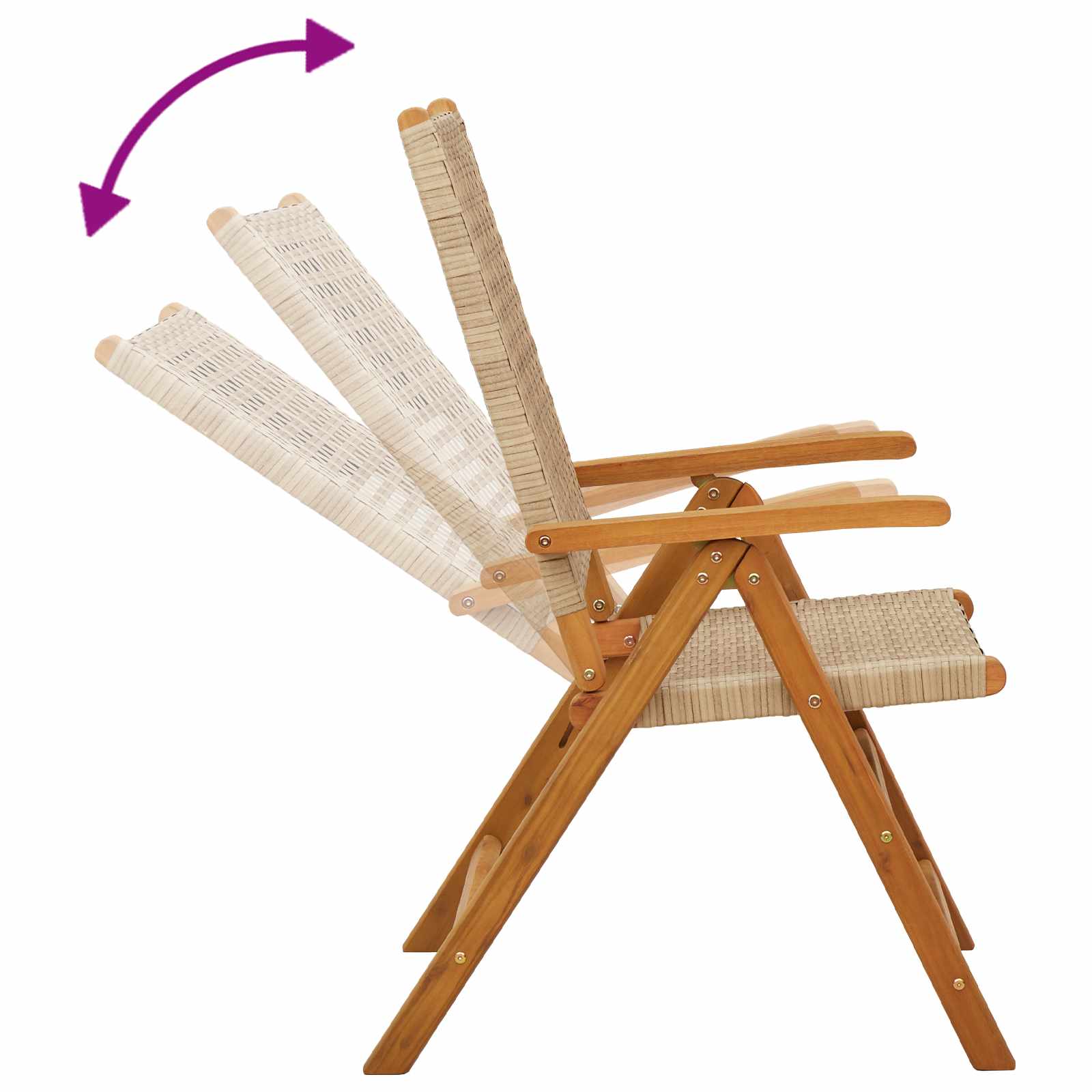 7-delige Tuinset poly rattan en massief hout beige - Afbeelding 10