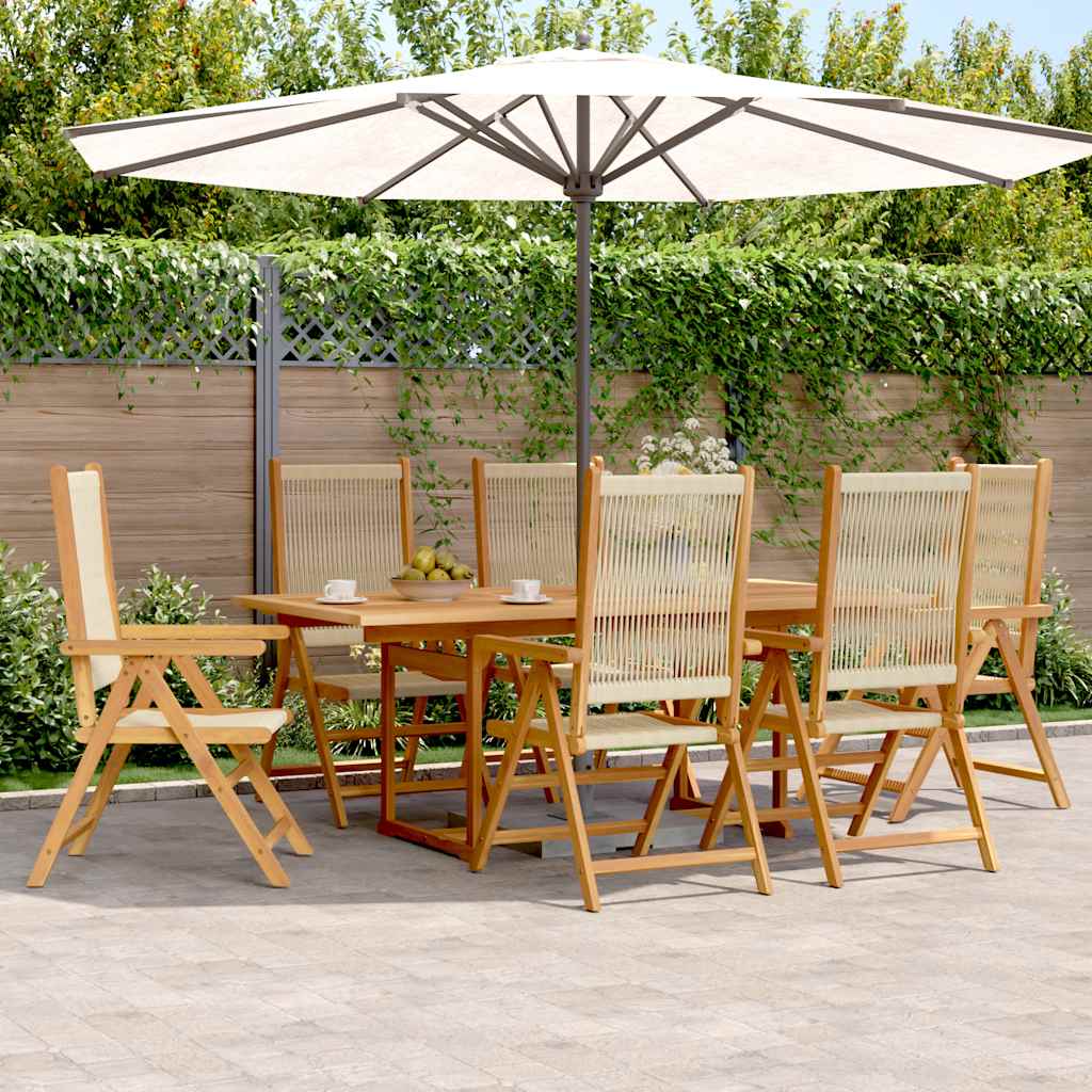 vidaXL 7-tlg. Garten-Essgruppe Polypropylen und Massivholz Beige
